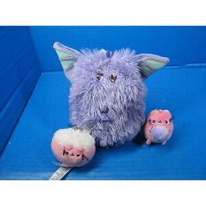 Gund Pusheen Cat Lot Dragon Pip Keychain Cereal Bowl  Keychain Cat w/Cupcake